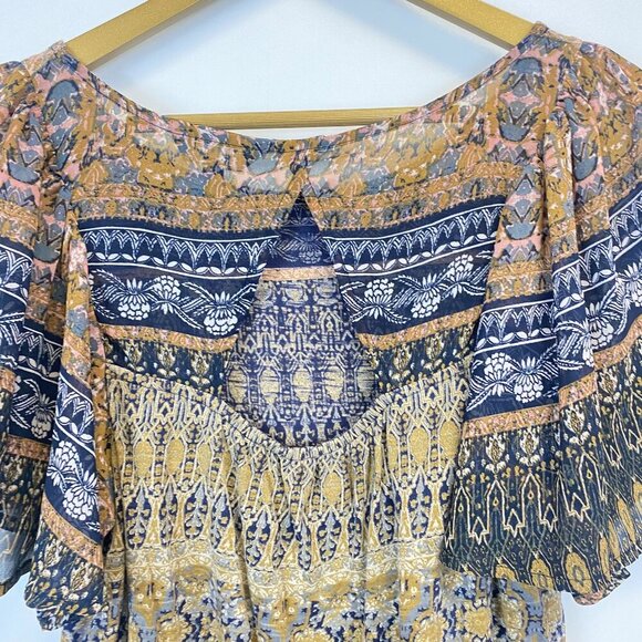 Lucky Brand Paisley Flutter Sleeve Top - Picture 7 of 10